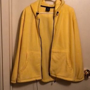 Yellow hooded zipper fleece jacket